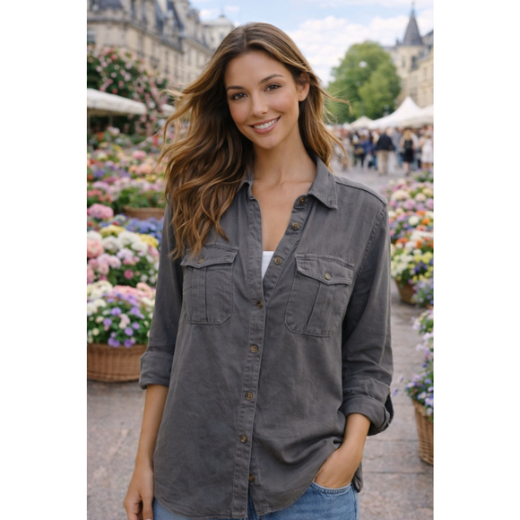 Mossimo Supply Co. Tops - Mossimo Charcoal Button Up Shirt Shacket Soft Purple Gray Oversized Xxl